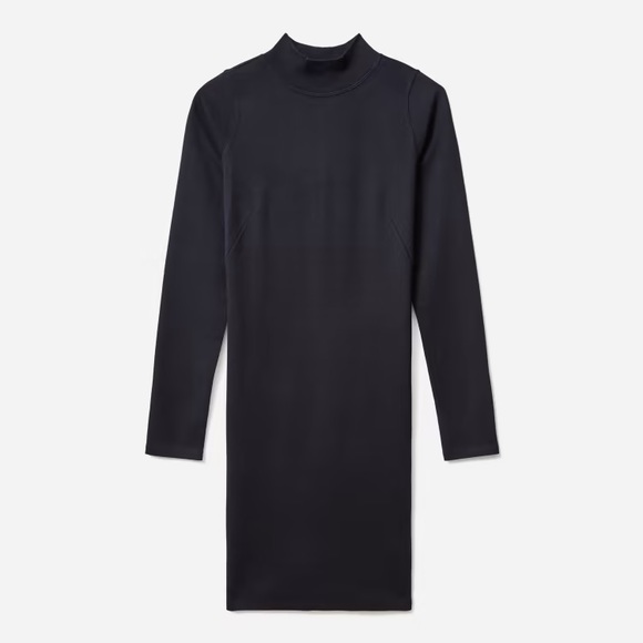 EVERLANE The Cotton Mockneck Dress in Black Long Sleeve Mini Length Small NEW - Picture 5 of 8